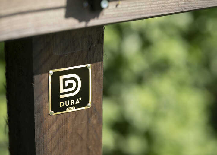 dura2 logo on square fence post