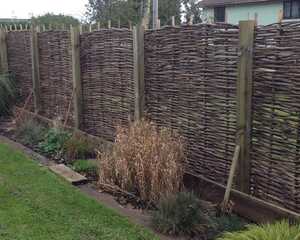 hazel hurdle in a garden